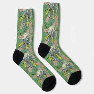 Aussie Native Bush Blooms Summer Green Socks