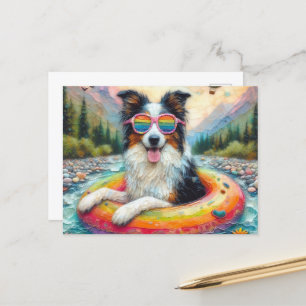 Aussie on a Rainbow Colour Float Postcard