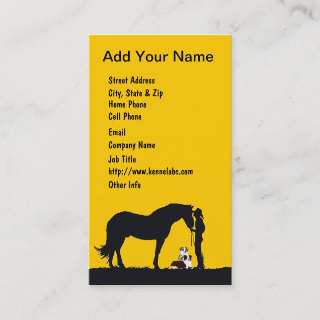 Aussie Pair Western Silhouette Business Card (Front)