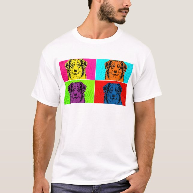 Aussie Pop Art Warhol Style | Australian Shepherd T-Shirt (Front)