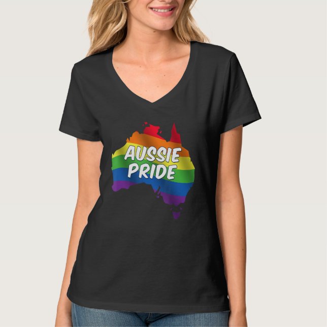 Aussie Pride Rainbow Flag Australian LBGT Pride Mo T-Shirt (Front)