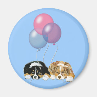 Aussie Puppies Party Time Magnet