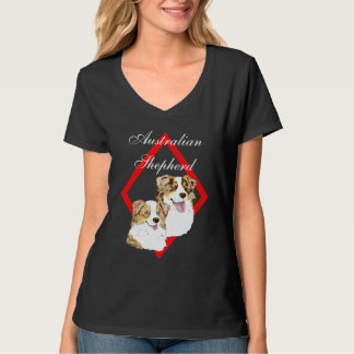 Aussie Red Merle Pair on Diamond Design T-Shirt