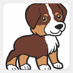 aussie red tri cartoon square sticker