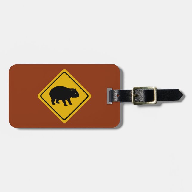 Aussie road sign - wombat -electronics luggage tag (Front Horizontal)