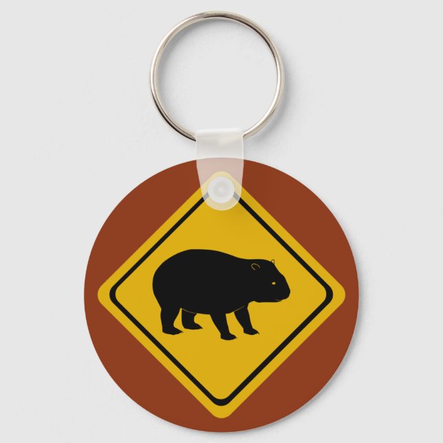 Aussie road sign wombat key ring (Front)