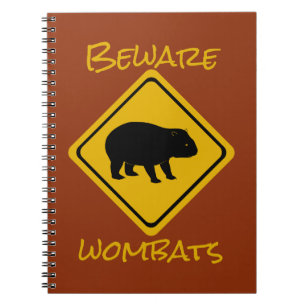 Aussie road sign wombat spiral notebook