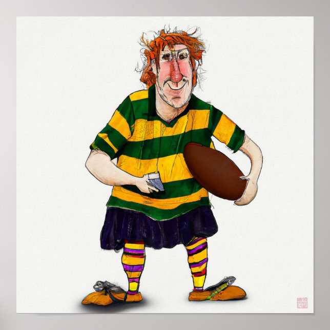 Aussie Rugby Player - Rugby Painting Print (Front)