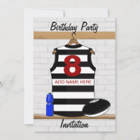 Aussie Rules Jersey Birthday party invitations