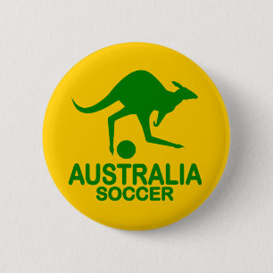 Aussie soccer green 6 cm round badge