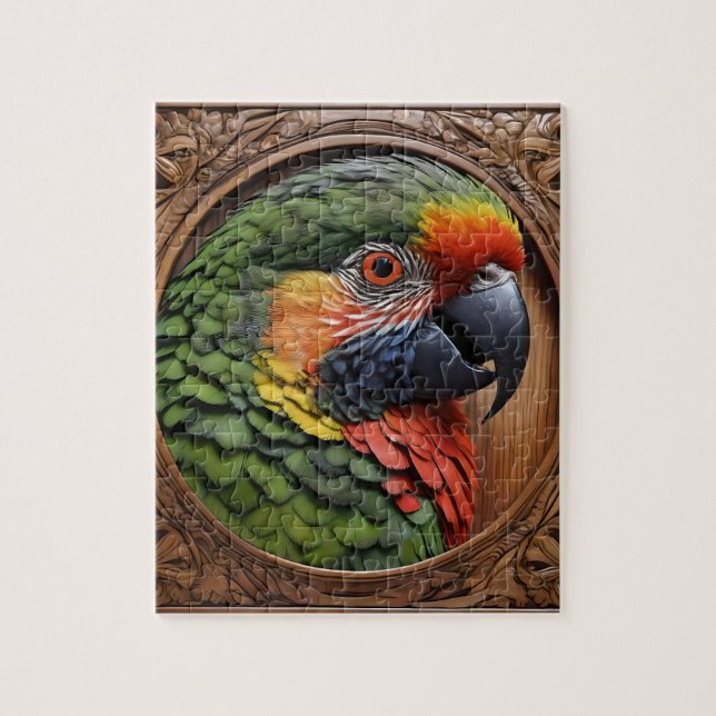 Aussie Spirit: A Lorikeet Perched In Carved Wood Jigsaw Puzzle (Vertical)