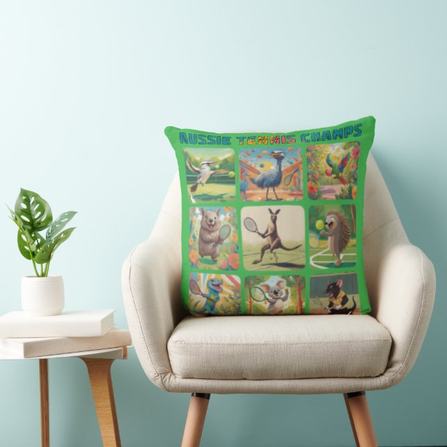 Aussie Tennis Champs Funny Australian Animals Cushion (Chair)