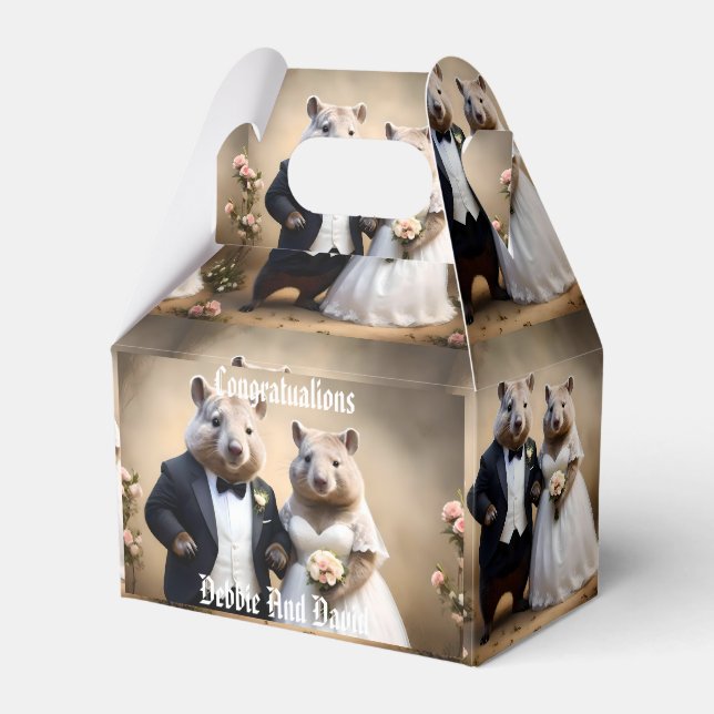 Aussie Weddings Australian Wombats, Wedding Favour Box (Front Side)