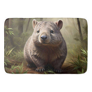 Aussie Wombat In The Aussie Bushland, Bath Mat