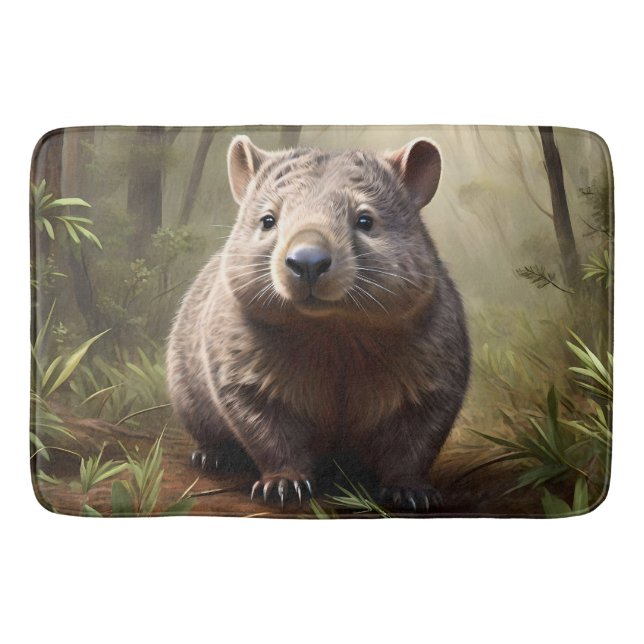 Aussie Wombat In The Aussie Bushland, Bath Mat (Front)