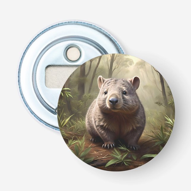 Aussie Wombat In The Aussie Bushland, Bottle Opener (Front)