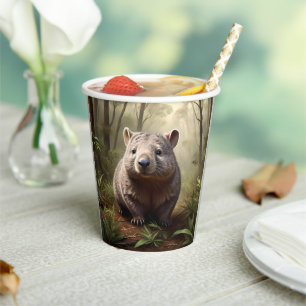 Aussie Wombat In The Aussie Bushland, Paper Cups