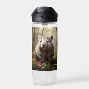 Aussie Wombat In The Aussie Bushland, Water Bottle