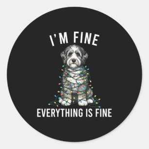 Aussiedoodle Christmas I'm Fine Everything Is Fine Classic Round Sticker