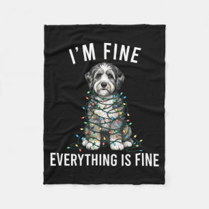 Aussiedoodle Christmas I'm Fine Everything Is Fine Fleece Blanket