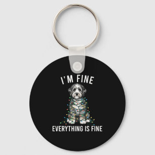 Aussiedoodle Christmas I'm Fine Everything Is Fine Key Ring