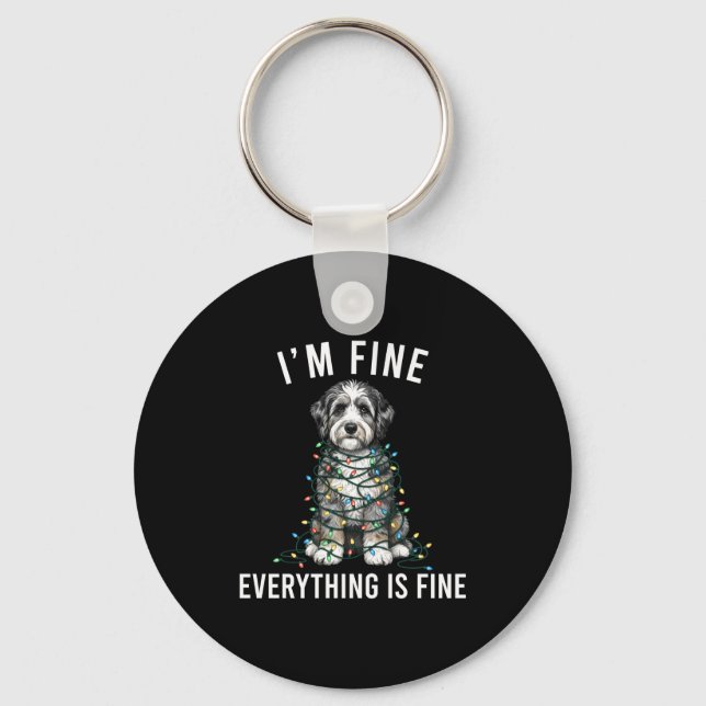 Aussiedoodle Christmas I'm Fine Everything Is Fine Key Ring (Front)