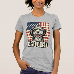 Aussiedoodle Dad Patriotic Vintage Dog Shirt Desig
