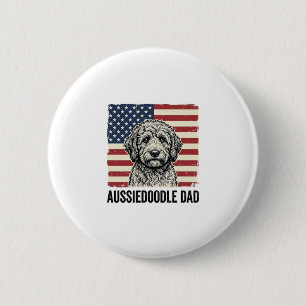 Aussiedoodle Dad Patriotic Vintage Dog Shirt Desig 6 Cm Round Badge