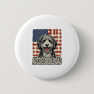Aussiedoodle Dad Patriotic Vintage Dog Shirt Desig 6 Cm Round Badge