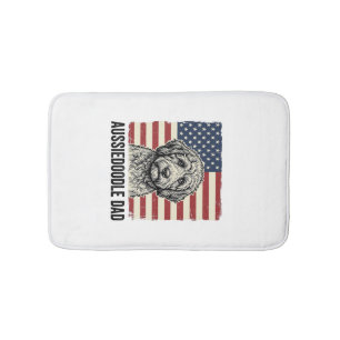 Aussiedoodle Dad Patriotic Vintage Dog Shirt Desig Bath Mat