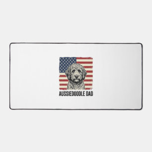 Aussiedoodle Dad Patriotic Vintage Dog Shirt Desig Desk Mat