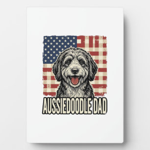 Aussiedoodle Dad Patriotic Vintage Dog Shirt Desig Plaque