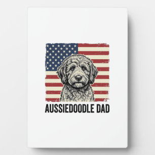 Aussiedoodle Dad Patriotic Vintage Dog Shirt Desig Plaque