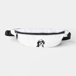 Aussiedoodle Dog 4th July America USA Flag  Bum Bags