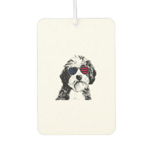 Aussiedoodle Dog 4th July America USA Flag  Car Air Freshener