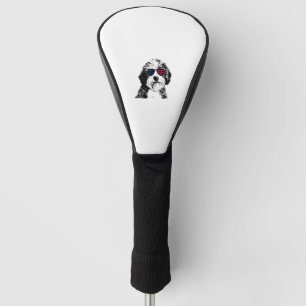 Aussiedoodle Dog 4th July America USA Flag  Golf Head Cover