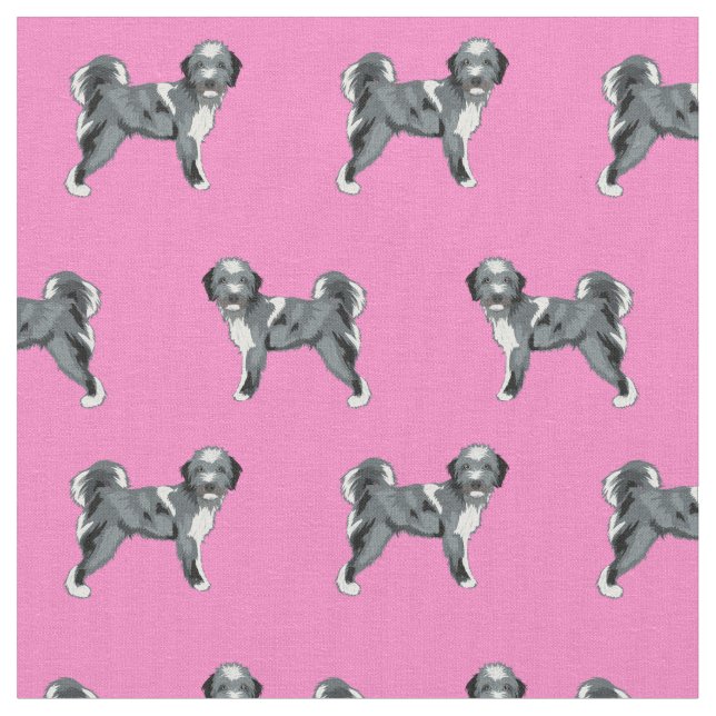 aussiedoodle dog pink fabric (Close Up)