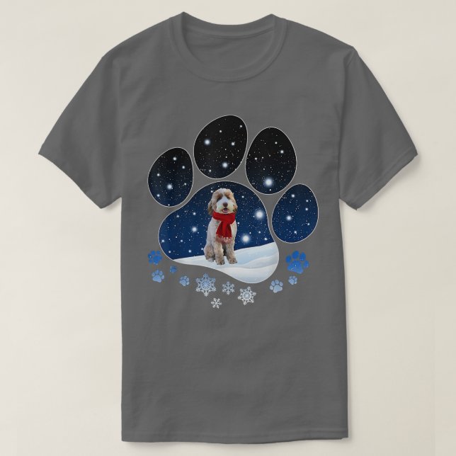 Aussiedoodle Winter Snow Paw Dogs Christmas  T-Shirt (Design Front)