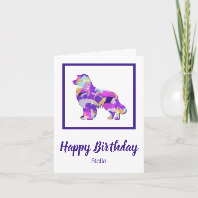 Austalian Shepherd Dog Silhouette Purple PYB Funny Card (Front)