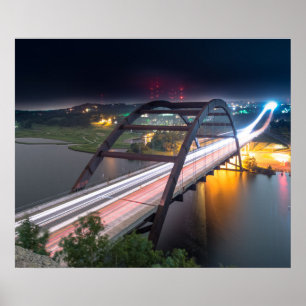 Austin 360 Pennybacker Bridge At Night Poster