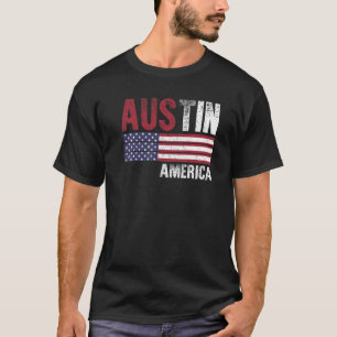 Austin America Flag American Mens Womens Kids T-Shirt