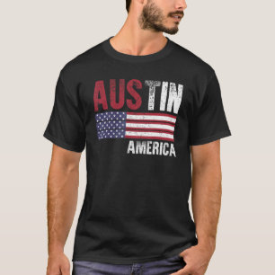 Austin America Flag American Mens Womens Kids T-Shirt