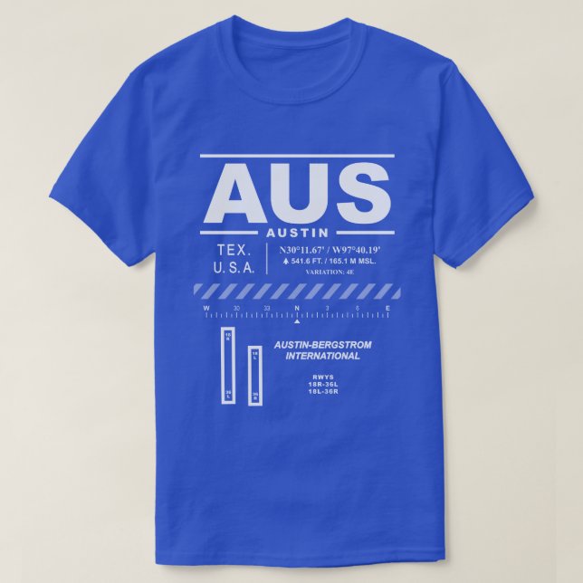 Austin-Bergstrom International Airport AUS T-Shirt (Design Front)