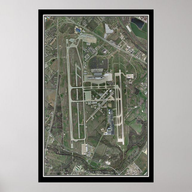 Austin-Bergstrom Intl Airport Texas Satellite Map Poster (Front)