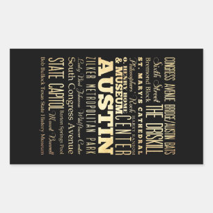 Austin City of Texas State Typography Art Rectangular Sticker
