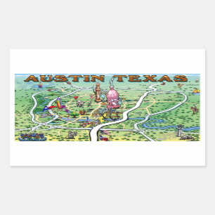 Austin Fun Map Rectangular Sticker