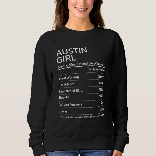 Austin Girl  Texas Hometown Sweatshirt (Front)