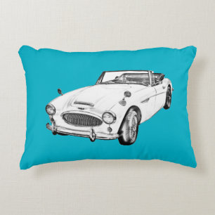 Austin Healey 300 Sports Car Illustration Decorative Cushion