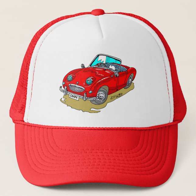Austin-Healy Sprite cartoon Trucker Hat (Front)