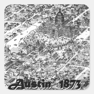 Austin Historic Map 1873 Square Sticker